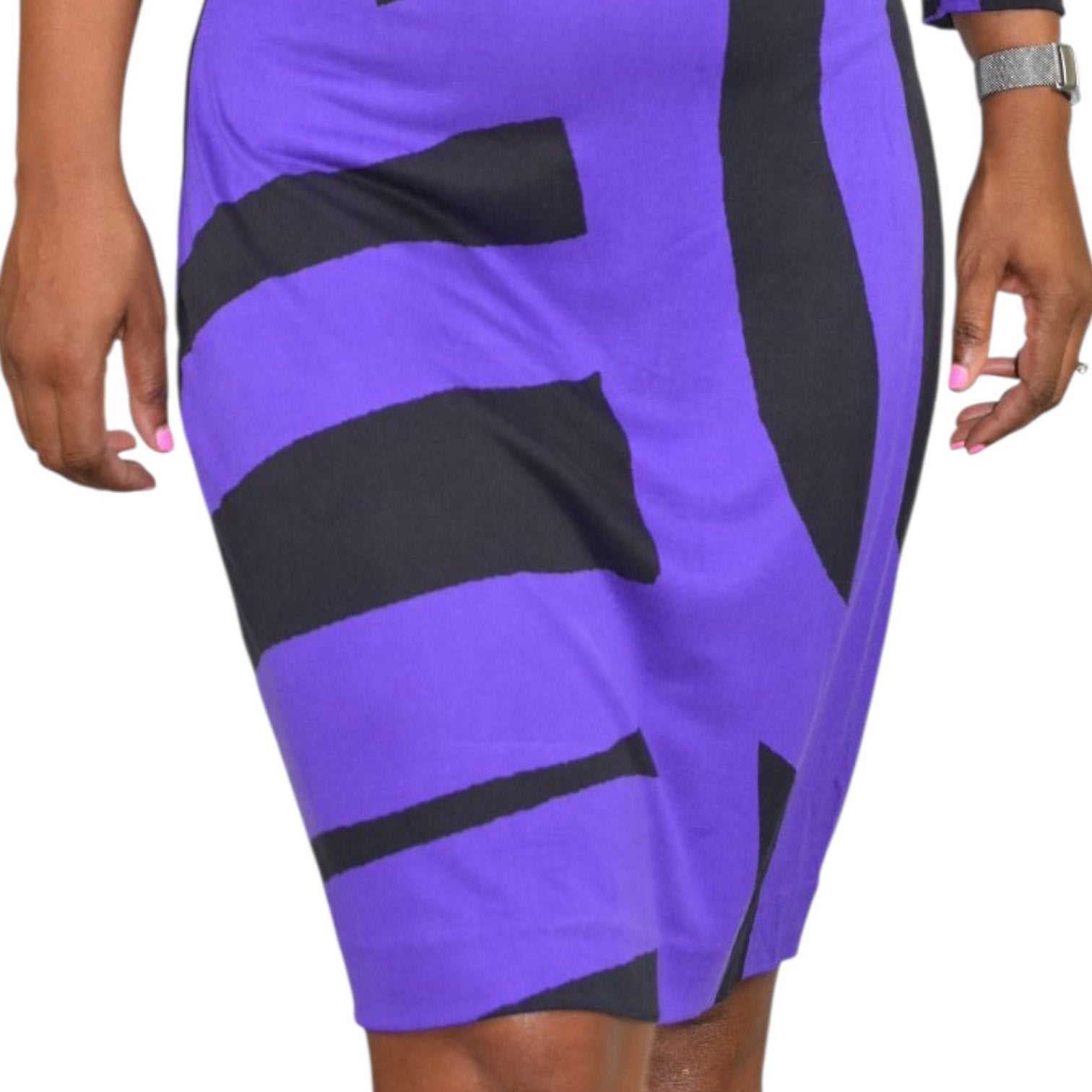 Diane Von Furstenberg Victorio Dress Purple Abstract Colorblock Print DVF Silk Jersey Sheath 8