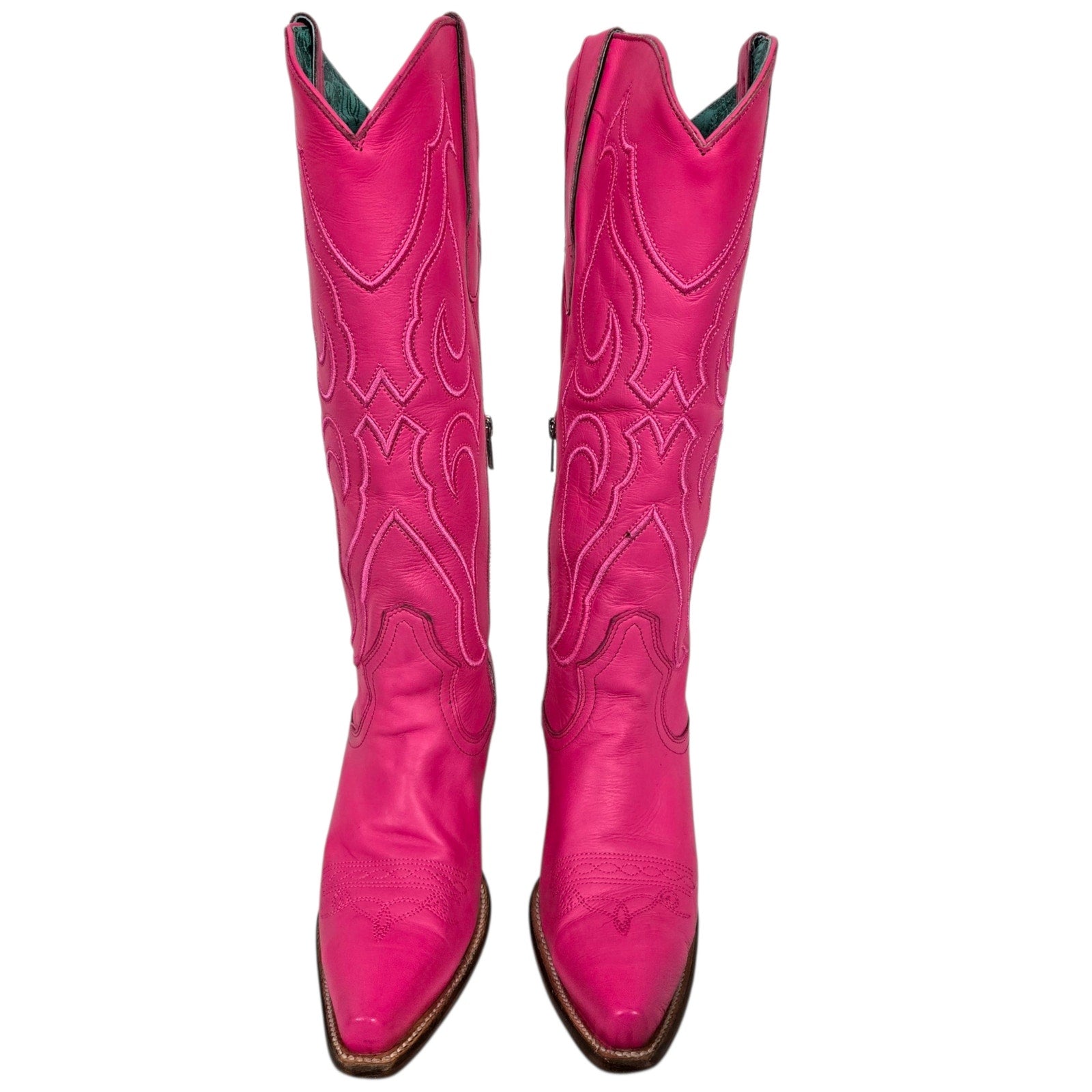 Corral Western Boots Pink Fuchsia Snip Toe Cowboy Cowgirl Tall Leather Neon Embroidery 8