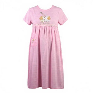 Jin Deyi Pink Puppy Dress Ribbons Dogs Embroidery Lace Pocket Smock Shift Applique Girls XXL