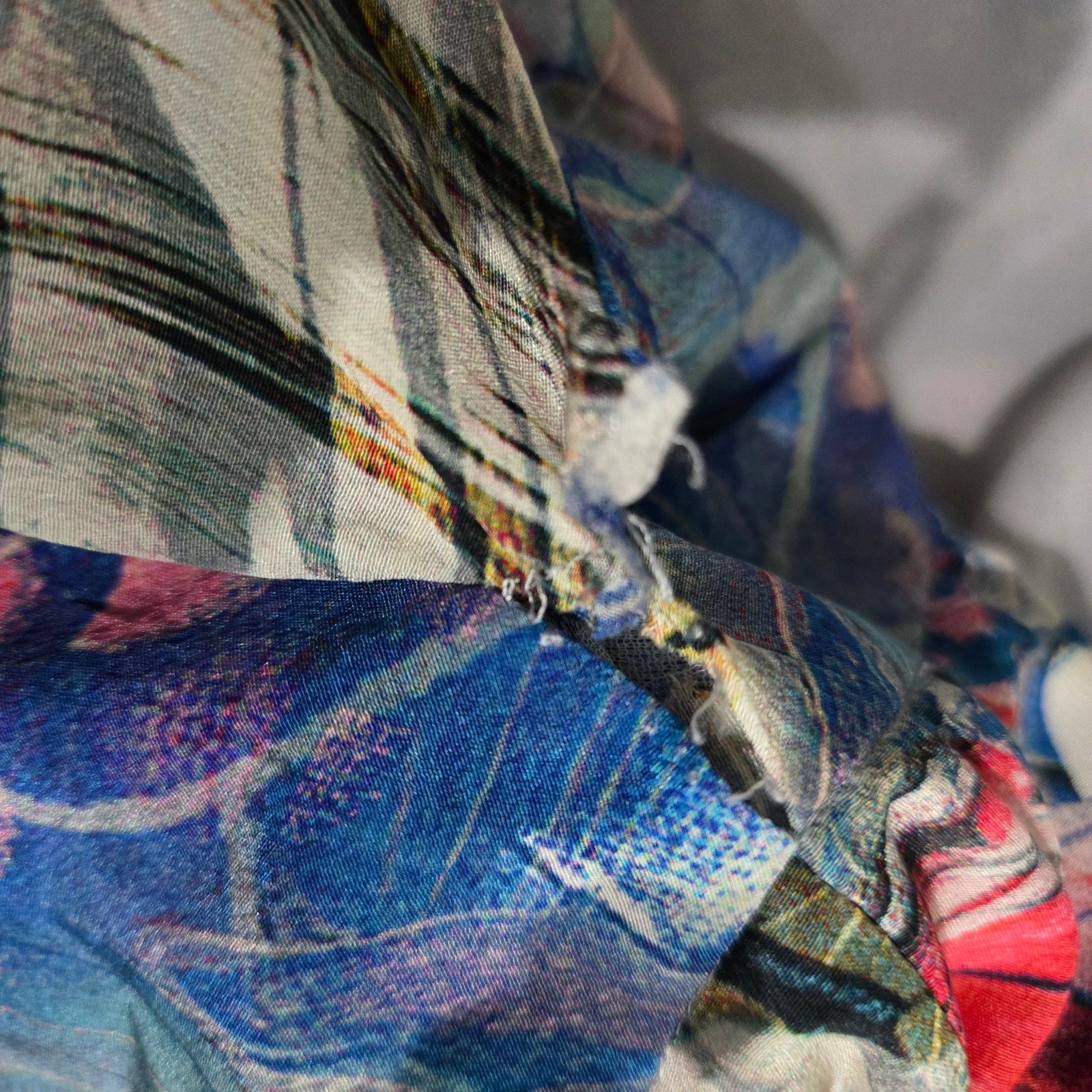 Leifsdottir Serpent Charmer Silk Blouse Top Blue Wrap Watercolor Print Kimono Sleeve Anthropologie 6