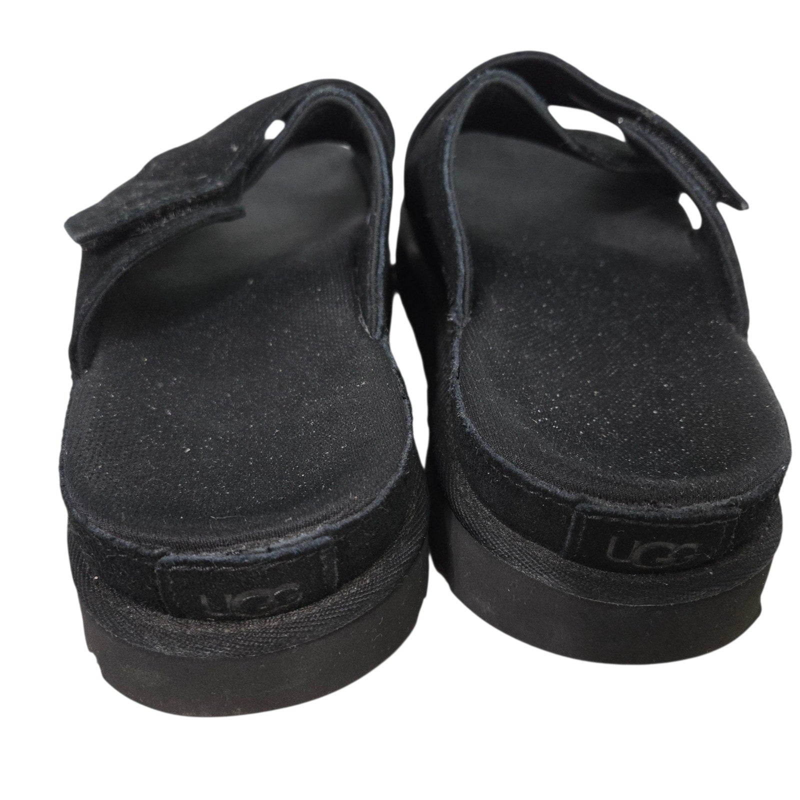 Ugg Goldenstar Cross Slide Sandals Black Platform Open Toe Suede Chunky Lug Sole Flat Form Criss Cross 9