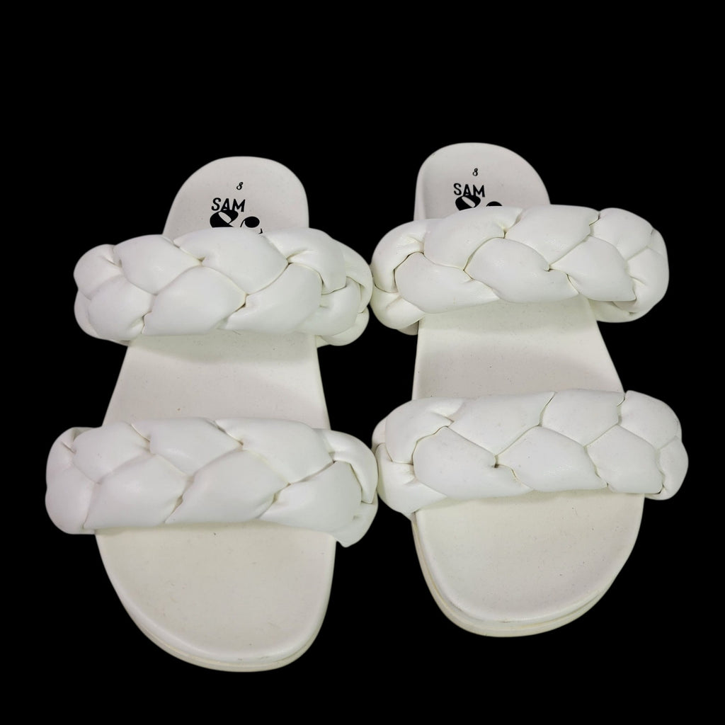 Sam Libby Adelaide Sandals White Slides Chunky Braided Puffy Squishy Beach Travel 8