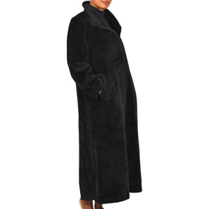 Cinzia Rocca Llama Faux Fur Coat Black Long Maxi Coat Side Slits Luxury Piacenza Wool Blend 2