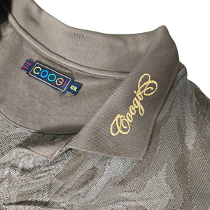 Vintage Coogi Knit Polo Shirt Brown Neutral Textured Logo Spellout Y2K Henley Cotton Textured XXXL