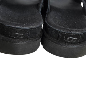 Ugg Goldenstar Cross Slide Sandals Black Platform Open Toe Suede Chunky Lug Sole Flat Form Criss Cross 9