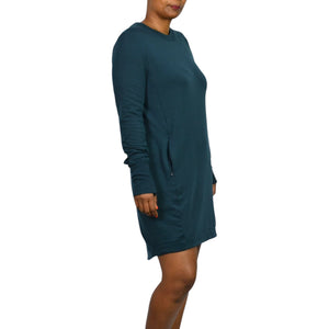 Athleta Coaster Luxe Sweatshirt Dress Green Pockets Pullover Tencel Jersey Medium