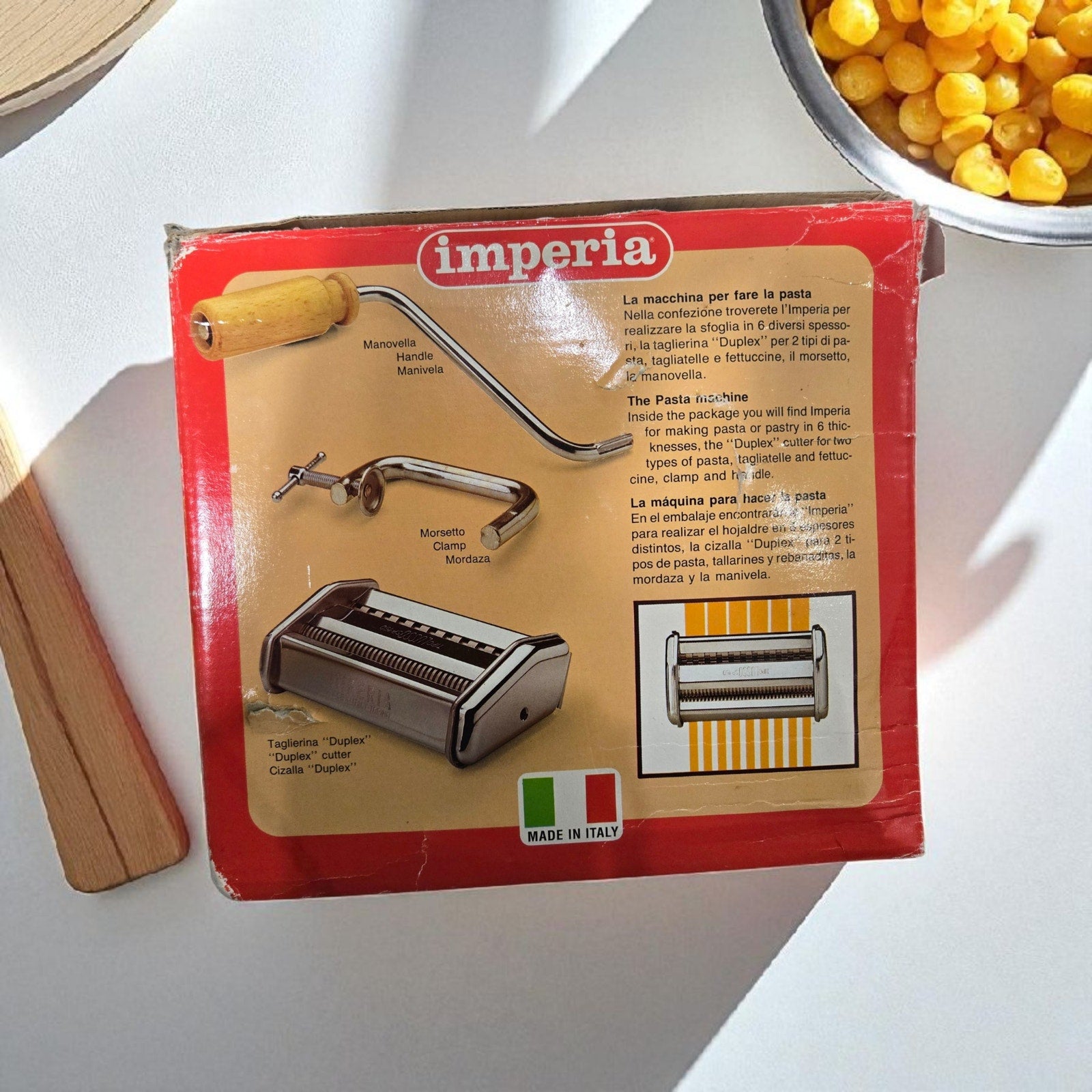 Imperia Tipo Lusso SP 150 Manual Pasta Maker Machine Made in Italy Heavy Duty Duplex Cutter Chrome