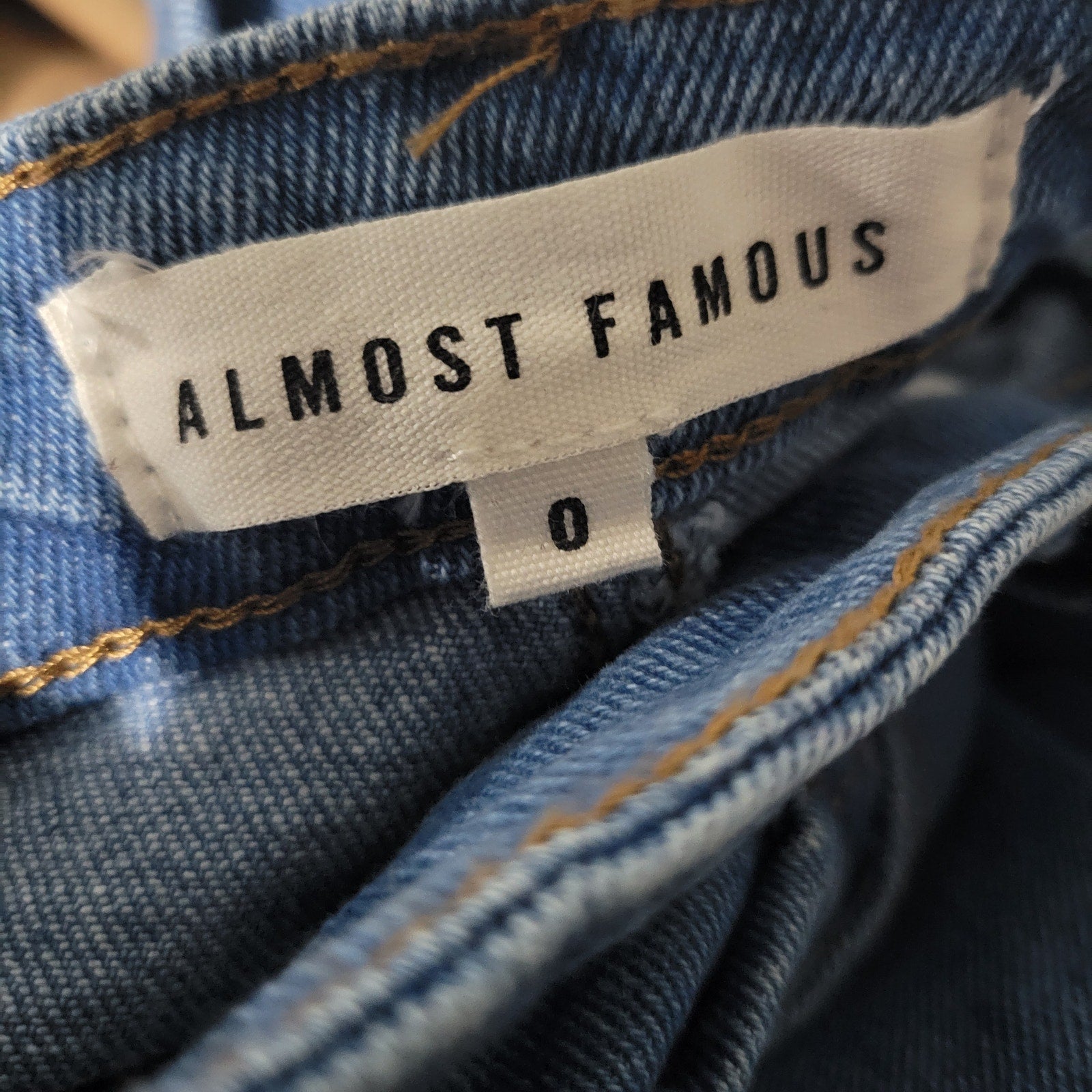 Almost Famous Patchwork Flare Jeans Blue Patched High Rise Wide Retro 70s Style Size 0