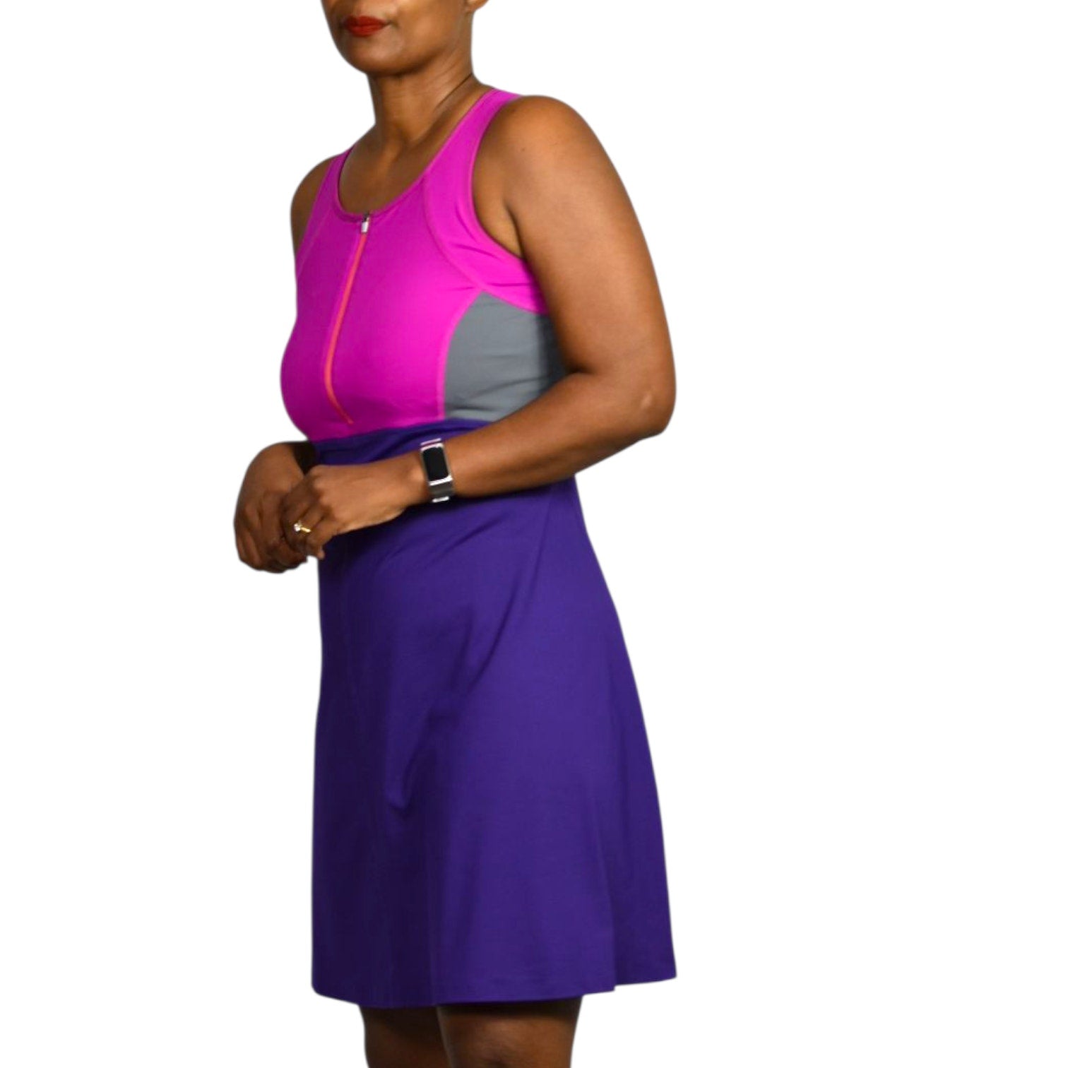 Title Nine Athletic Dress Purple Colorblock Active Sporty Casual A Line Fit Flare Small