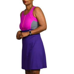 Title Nine Athletic Dress Purple Colorblock Active Sporty Casual A Line Fit Flare Small