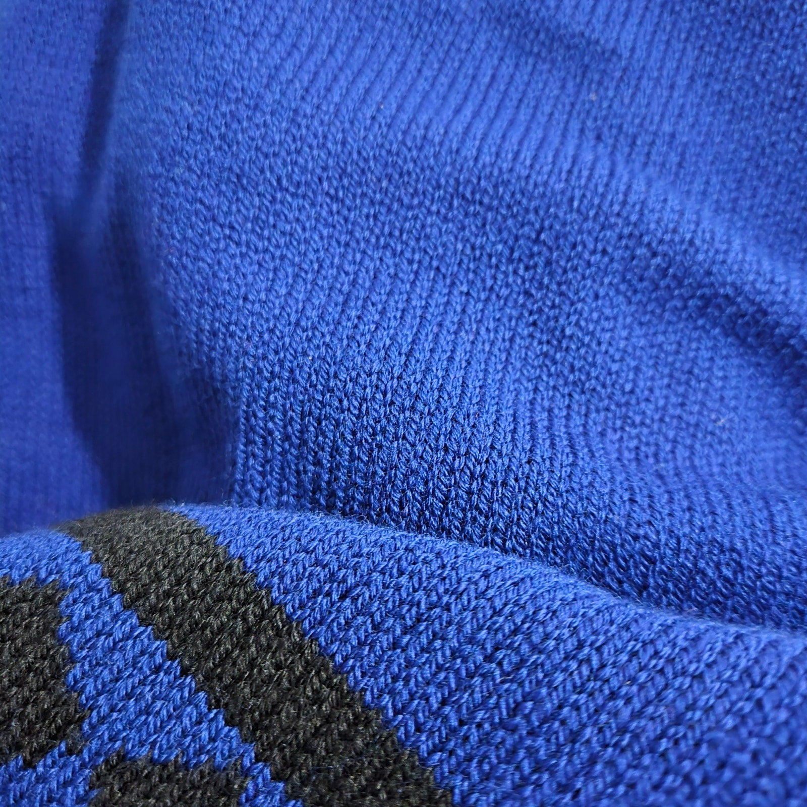 Vintage St John Sportswear Sweater Royal Blue Marie Gray Patterned Turtleneck Medium