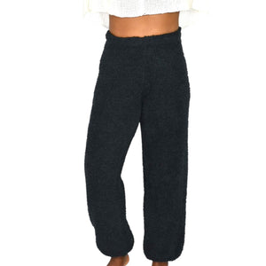 Skims Knit Joggers Black Cozy Pants Furry Fuzzy Plush Boucle Stretch Loungewear Small Medium