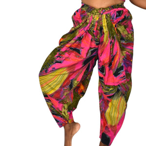 Genie Pants Pink Print Homemade Balloon Leg Cropped Pirate Ankle Harem Bohemian One Size