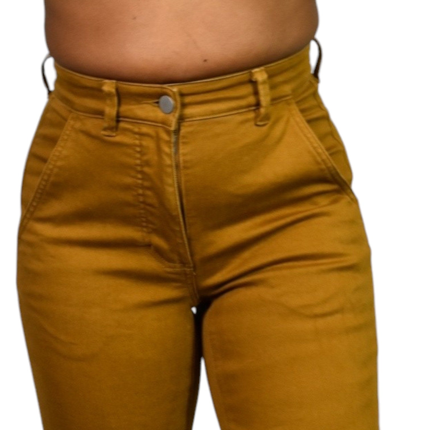 Everlane Cropped Straight Golden Brown Chino Khaki High Waist Cotton Stretch Size 00