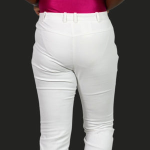 BOSS Hugo Boss Anaita Trousers White Cropped Slim Fit Pants Zip Hem High Rise Dress Classic 6