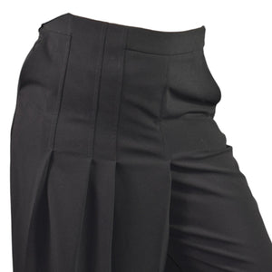 Goldi Knife Pleat Cropped Pants Black Crepe Dress Evening Trousers Skirt Skort Small