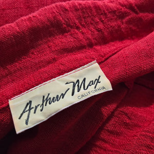 Vintage Arthur Max Blazer Jumpsuit Red One Piece Cotton Gauze Baggy Relaxed 90s Large