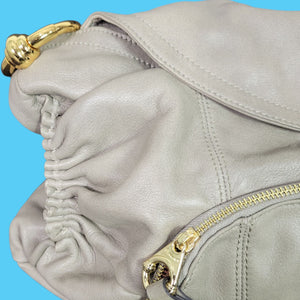 B Makowsky Ripley Leather Shoulder Bag Ruched Fold Over Flap Purse Slouchy Classic Everyday