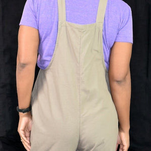 Lucy Yak Original Dungarees Tan Pebble Khaki Bib Overalls Cotton Jumpsuit Size 6 Tall