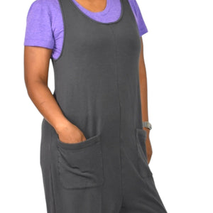 Madewell MWL SuperBrushed Pull On Jumpsuit Gray Terry Fleece Modal Sleeveless Small