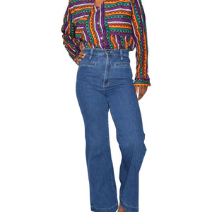 Joes The Kate Jeans Blue High Rise Wide Leg Retro Medium Wash Stretch Denim Impressive Trouser 26