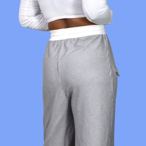 Vintage Lyse Spenard Weekend Pants Black Stripe Knit Drawstring Pull On Stretch Lagenlook Large