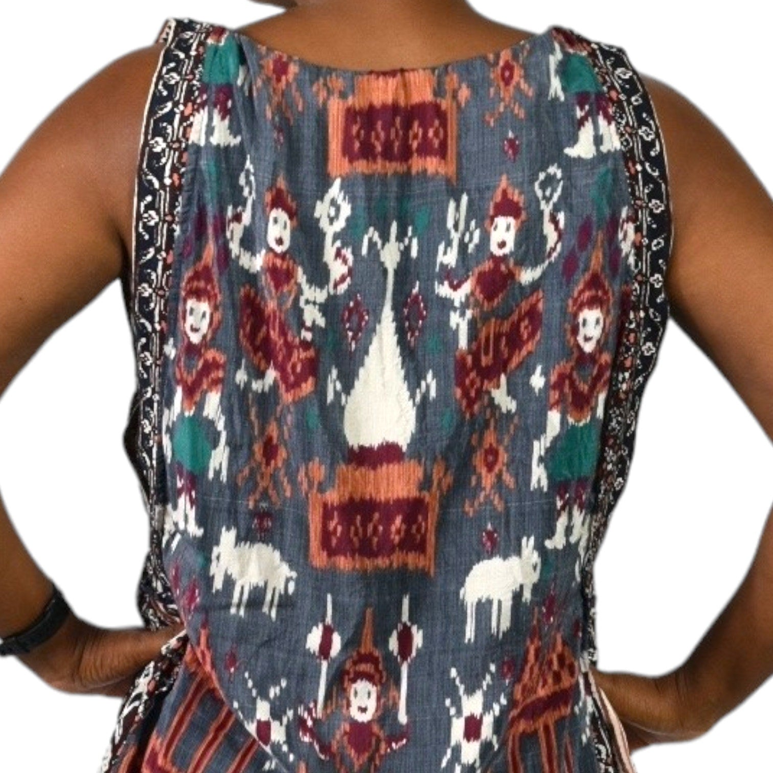 Calypso St Barth Doyah Silk Dress Red Ikat Tunic Elephant Print Jersey Bohemian Size Small