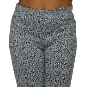 Maeve Margot Knit Pants Blue Paisley Flower Jacquard Cropped Flare Pull ONAnthropologie Small