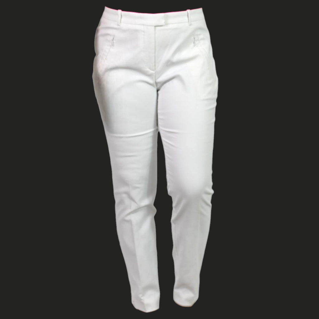 BOSS Hugo Boss Anaita Trousers White Cropped Slim Fit Pants Zip Hem High Rise Dress Classic 6