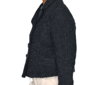 Vintage Joseph Horne Co Black Boucle Wool Boxy Cropped Jacket 1950s 50s ILGWU Union Made Medium