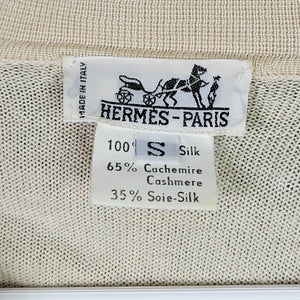 Vintage Hermes Alphabet Polo Top Beige Print Silk Cashmere Scarf Knit Logo Carre 90 Annie Faivre Small