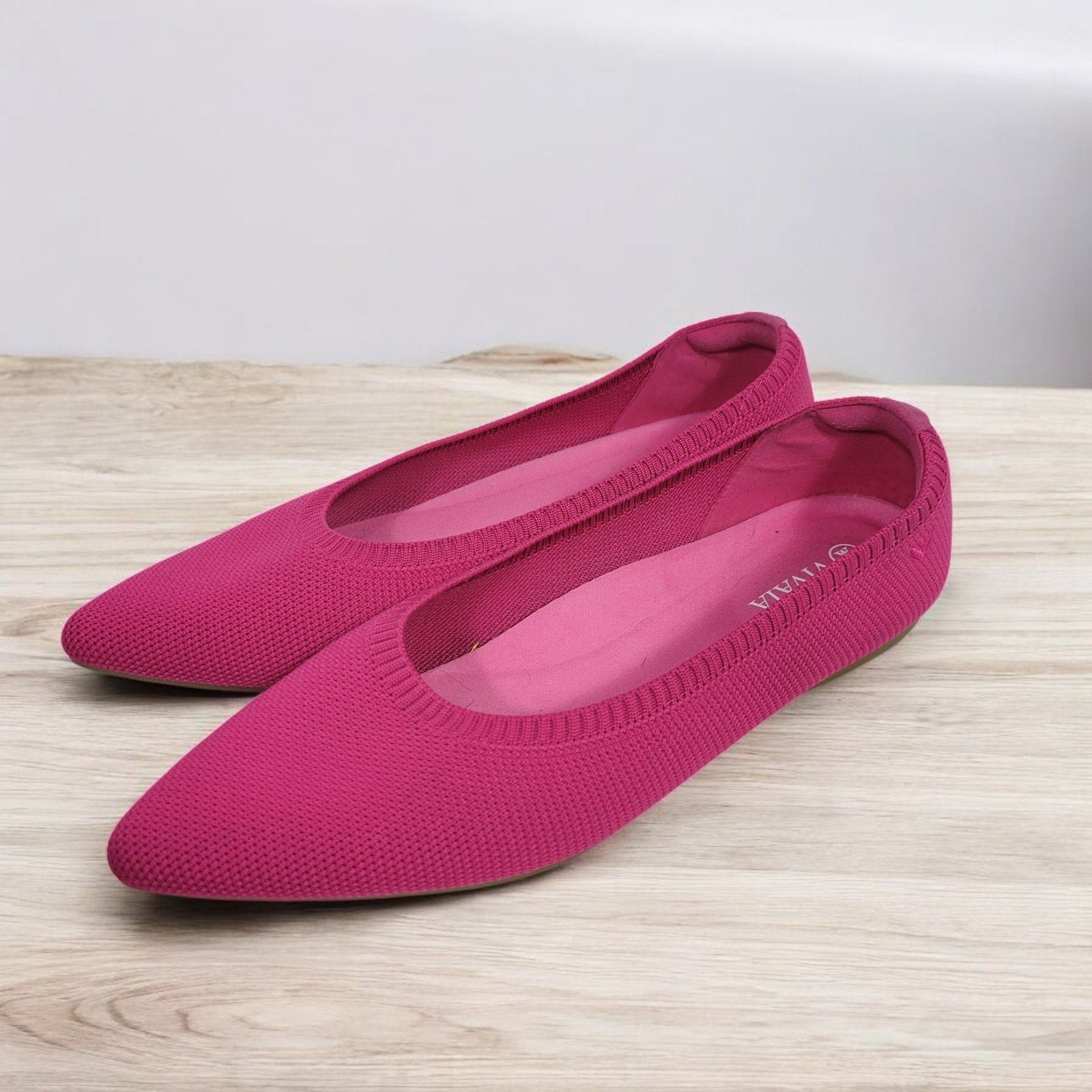 Vivaia Aria 5 Flats Pink Pitaya Pointed Toe Ballet Knit Slip On Shoe Washable 38