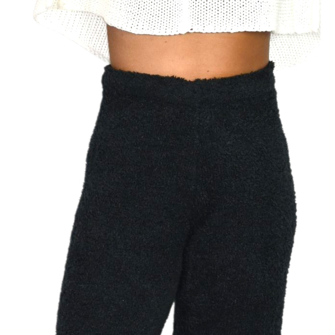 Skims Knit Joggers Black Cozy Pants Furry Fuzzy Plush Boucle Stretch Loungewear Small Medium