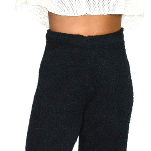 Skims Knit Joggers Black Cozy Pants Furry Fuzzy Plush Boucle Stretch Loungewear Small Medium