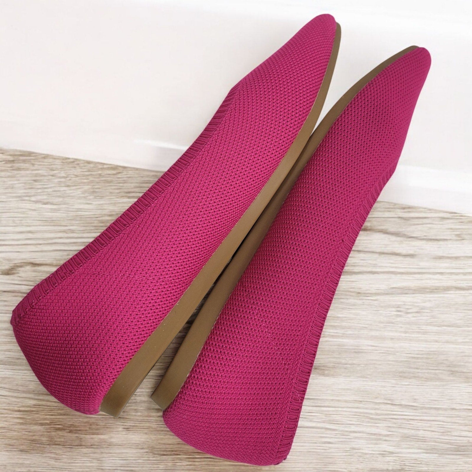 Vivaia Aria 5 Flats Pink Pitaya Pointed Toe Ballet Knit Slip On Shoe Washable 38