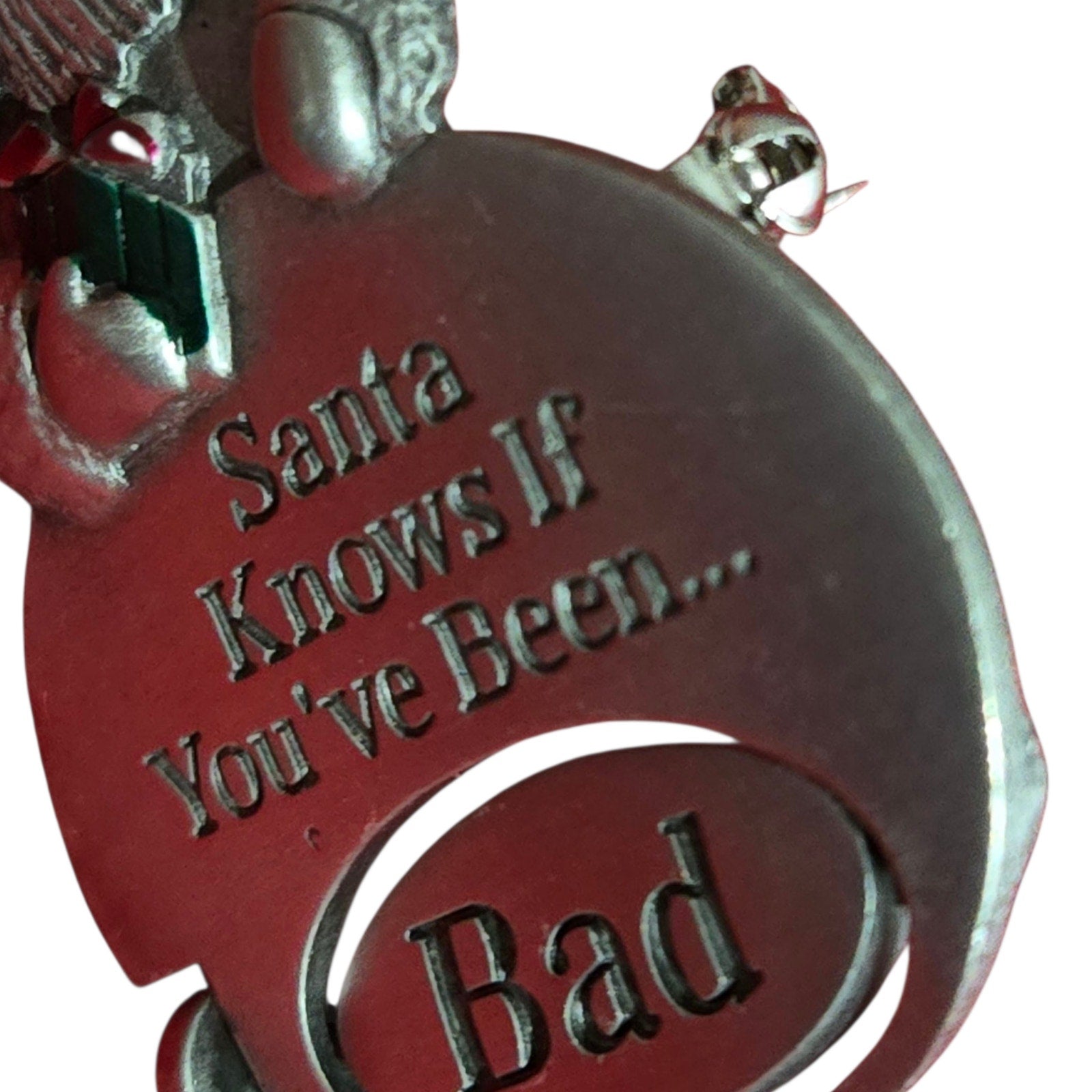 Spooniques Christmas Brooch Pin Santa Good Bad Spinner Enamel Holiday Festive Novelty Quirky