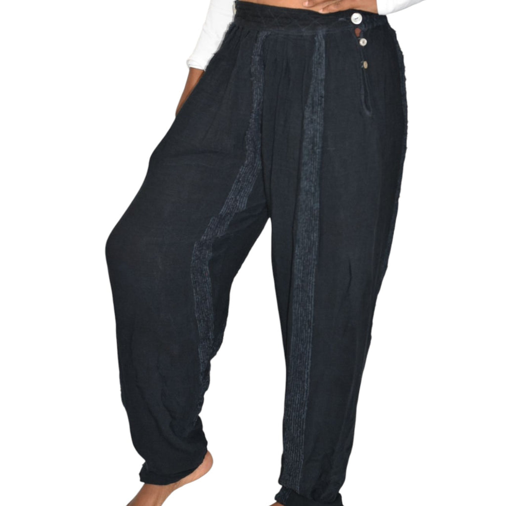 Vintage Impulse Genie Pants Black Gauze Balloon Harem Bohemian Cotton Easy One Size
