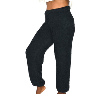 Skims Knit Joggers Black Cozy Pants Furry Fuzzy Plush Boucle Stretch Loungewear Small Medium