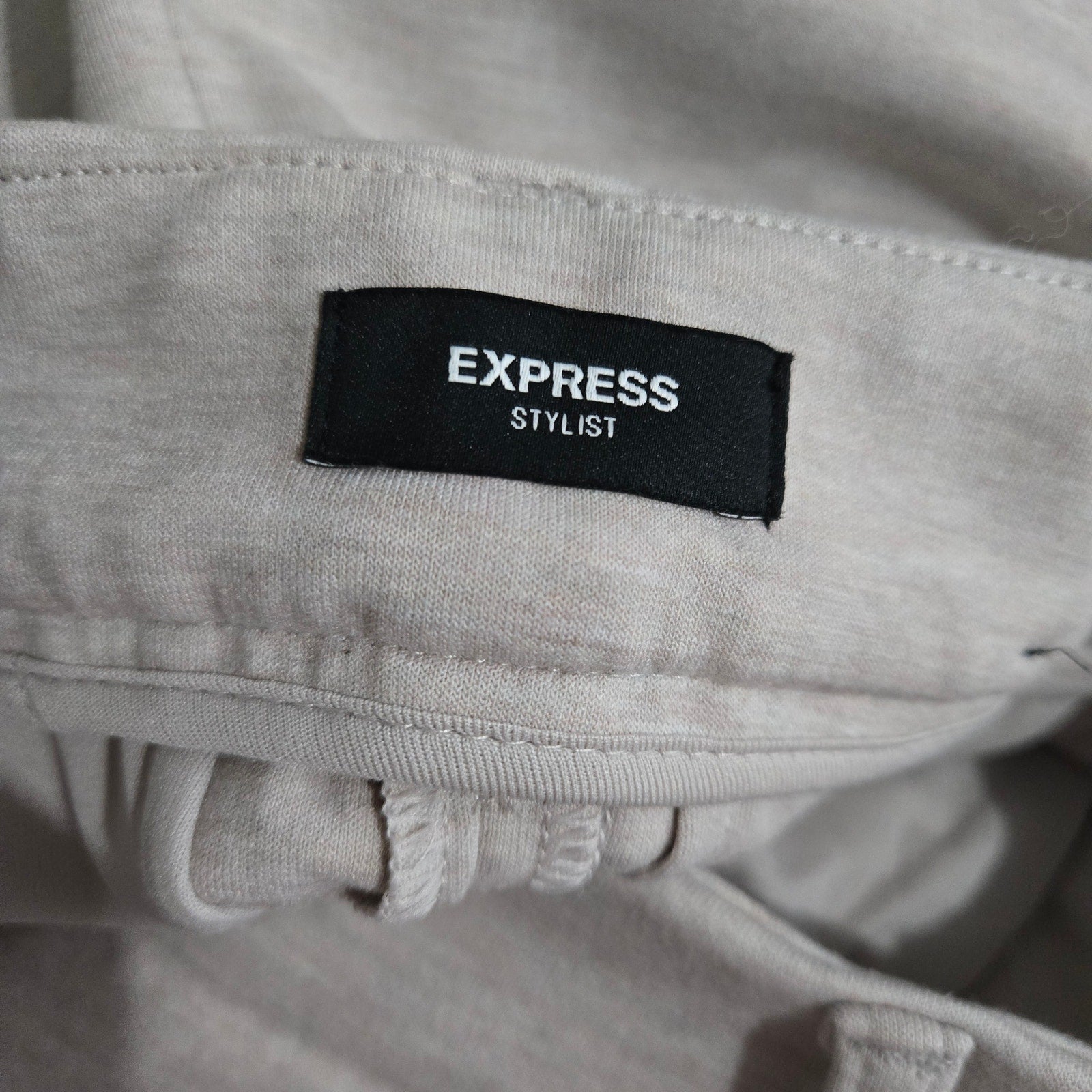 Express Stylist High Rise Pleated Wide Leg Trousers Beige Heather Knit Cuffed Pants 2 Long 2L