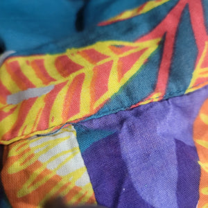 Cynthia Rowley Wrap Skirt Colorful Blue Tropical Foliage Leaf Print Tiered Sarong Large