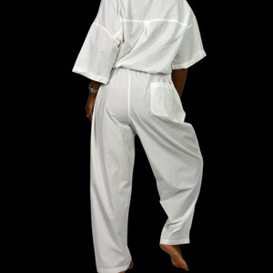 Free People Feels So Right Jumpsuit White One Piece Oversized Belted Casual Baggy Small