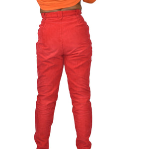 Vintage Cambridge Dry Goods Stirrup Pants Red Corduroy Straight High Waist Cotton Stretch Retro 8