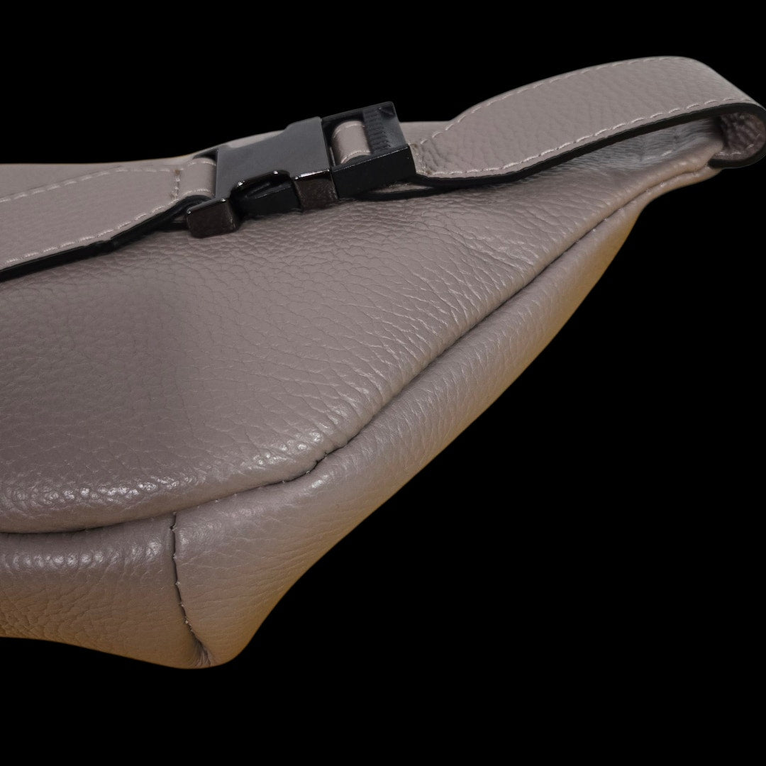 Mario Valentino Mickey Belt Bag Taupe Leather Crossbody Sling Adjustable Bum Waist Pouch Fanny Pack