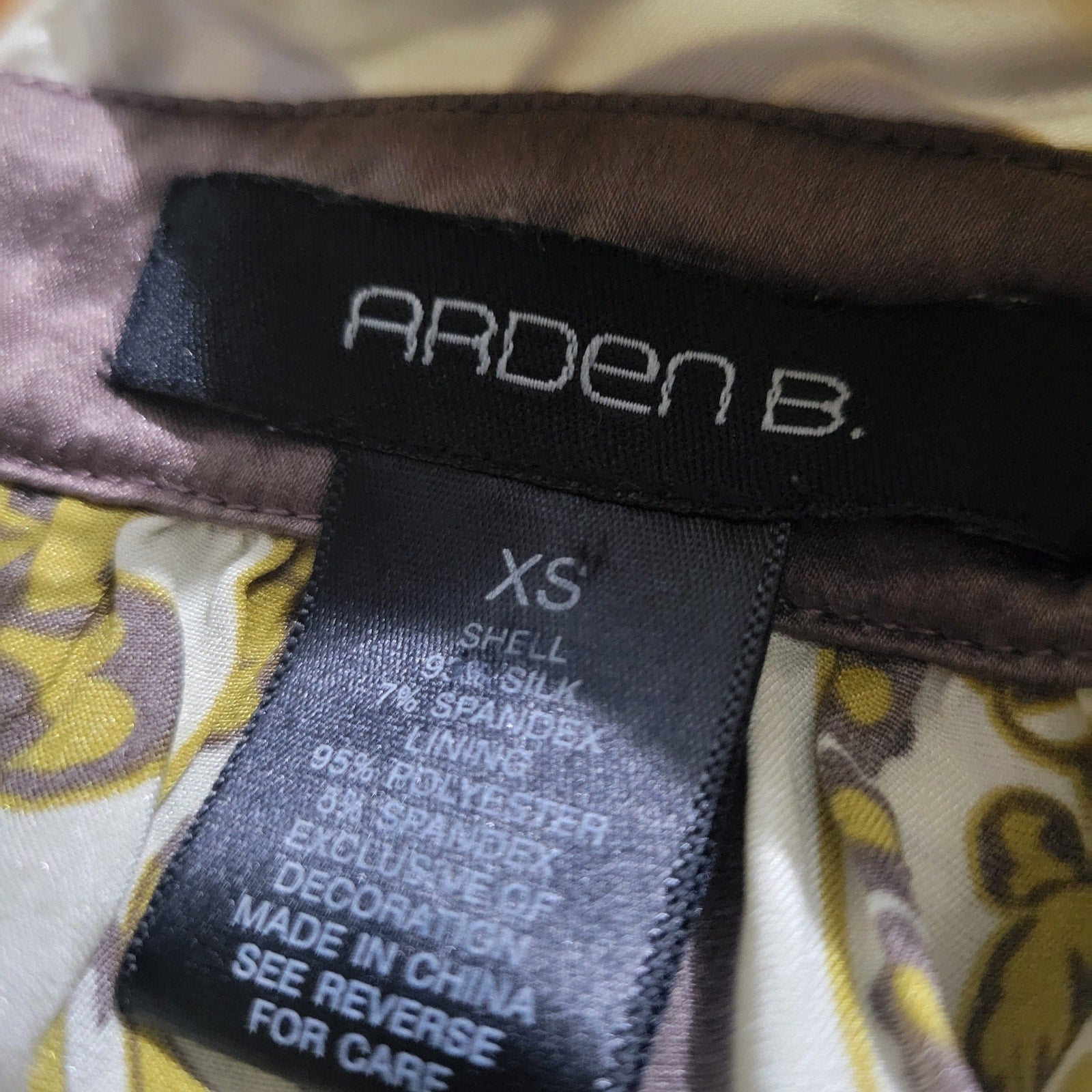 Vintage Arden B Silk Halter Top Brown Silk Beaded Embellished Scarf Baroque Print Straps XS