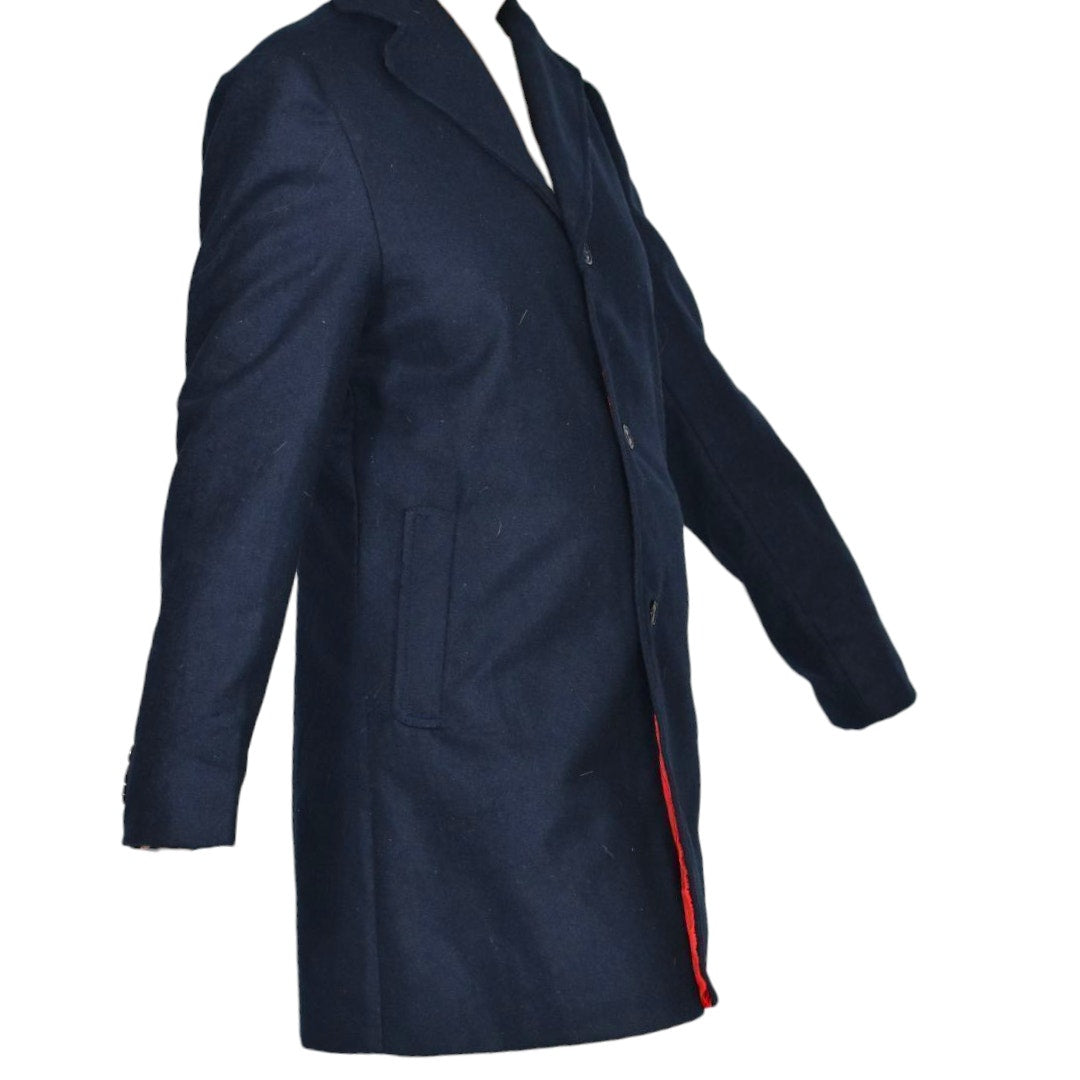 Doctor Who Twelfth Peter Capaldi Blue Navy Dress Coat Notch Lapel Topcoat Wool Overcoat Mens Small Medium