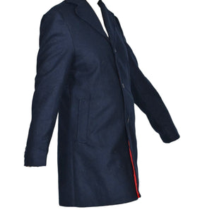 Doctor Who Twelfth Peter Capaldi Blue Navy Dress Coat Notch Lapel Topcoat Wool Overcoat Mens Small Medium