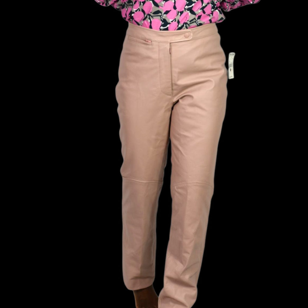 Vintage Wilsons Maxima Leather Pants Pink Blush Straight High Waist Deadstock 28 6