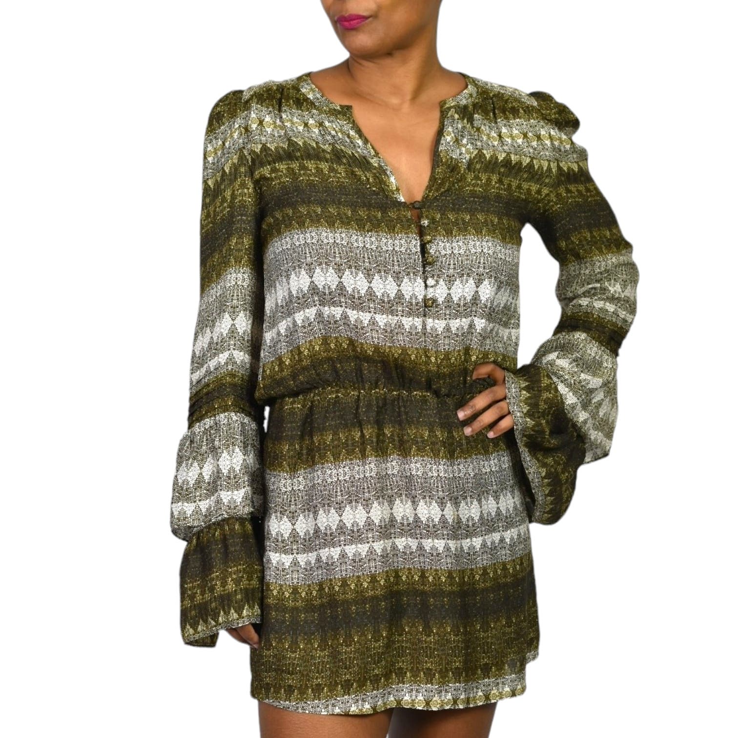 parker long sleeve silk dress PARKER LILY COMBO LONG SLEEVES SILK DRESS SIZE S NWT