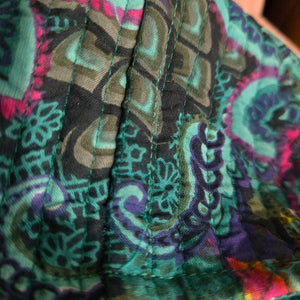 Soft Surroundings Quilted Jacket Green Teal Boho Paisley Floral Cotton Mandala Print Artistic XS
