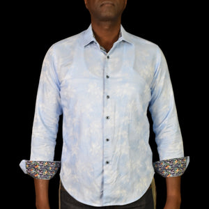 Robert Graham Button Down Shirt Blue Floral Dragon Classic Fit Woven Work Size Medium Mens